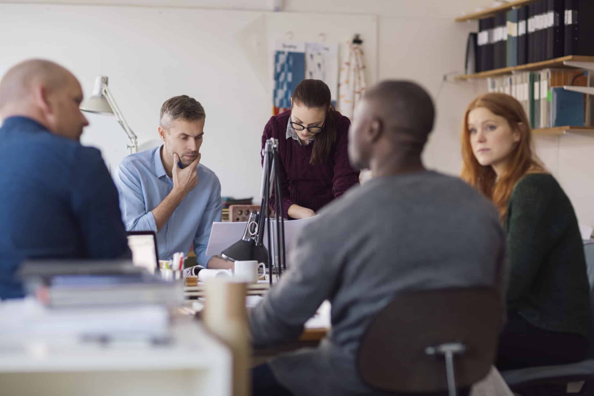 Group of coworkers collaborating