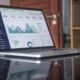 Laptop with graphs onscreen