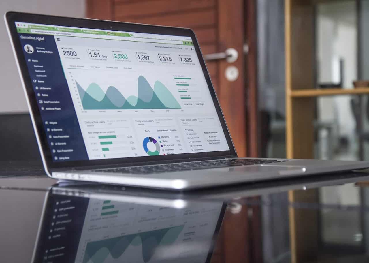 Laptop with graphs onscreen
