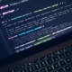 Code on laptop screen