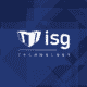 ISG technology logo on blue triangle background