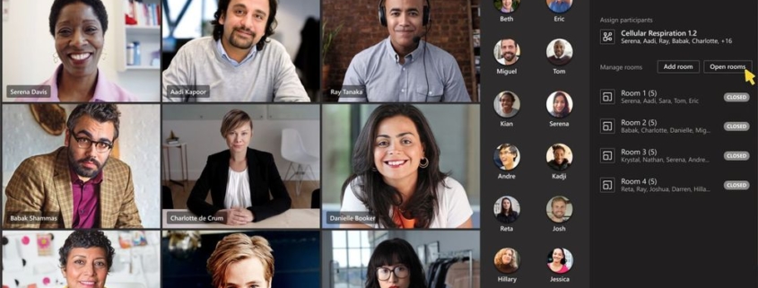 Microsoft Teams video conference meeting in breakout rooms