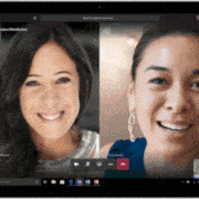 Screenshot of three remote workers communicating through Microsoft Teams video conferencing
