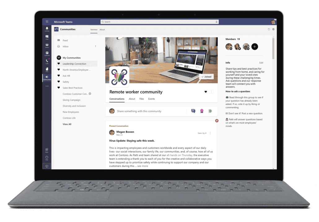 Image of a remote worker community in Microsoft Teams.