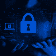 blue lock icon on dark background symbolizing cybersecurity