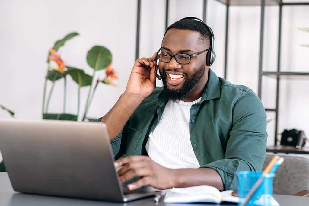 IT specialist wearing a headset